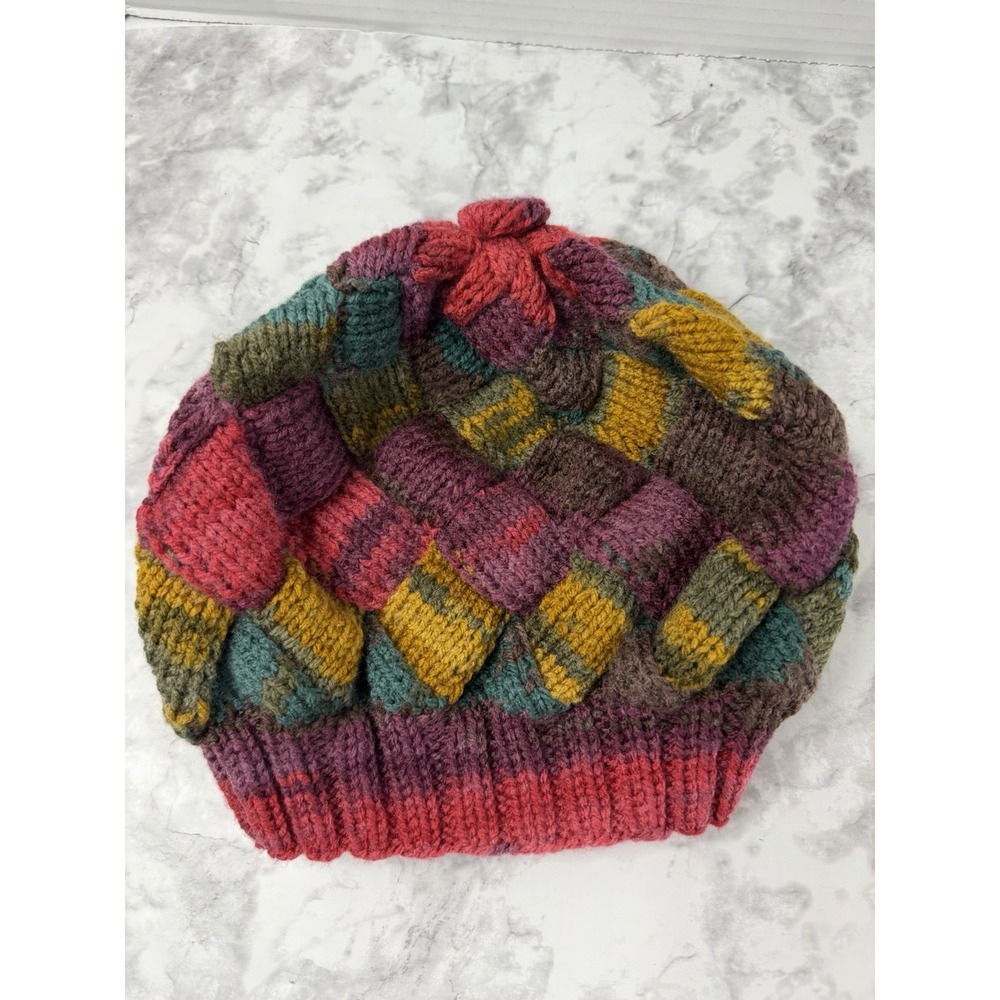 Chunky Cable Knit Cozy Winter Handmade Y2K Vintage Beanie Cap Hat 90's Boho Vibe - Picture 10 of 10